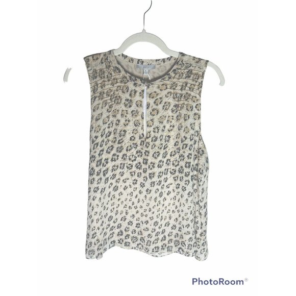 Joie Leopard Print 100% Silk Smocked Corie Keyhole A-line Blouse NEW W/TAG $228 - Picture 4 of 11
